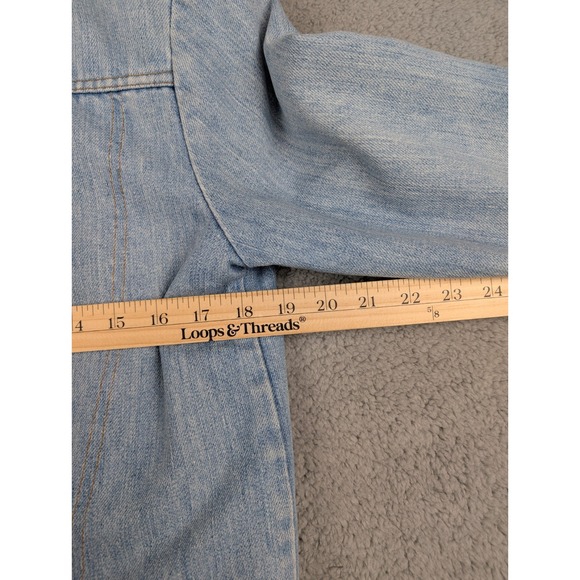 Vintage Levis Denim Sherpa Trucker Jacket Blue 70s 80s Orange Tab No Size Tag - Picture 7 of 8